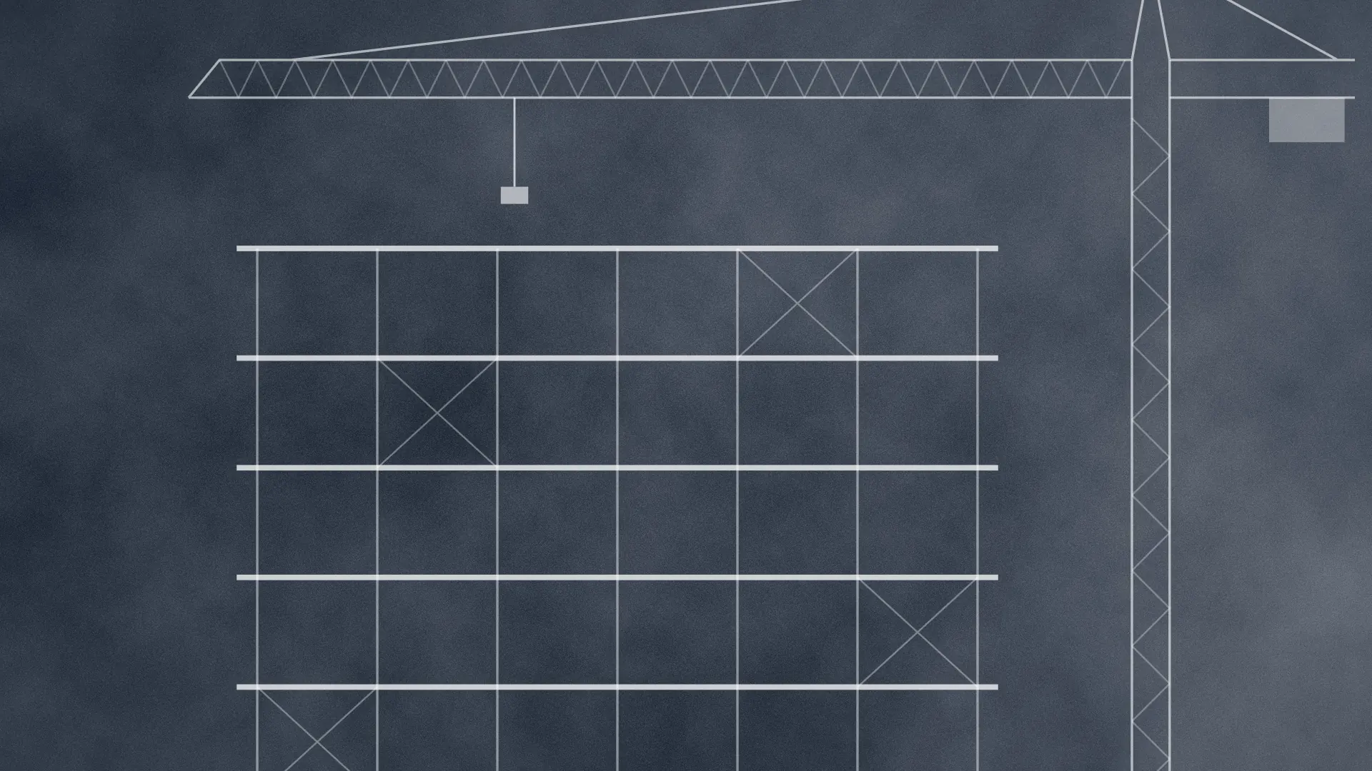 Illustration : dessin technique d’un chantier de bâtiment avec grue à tour