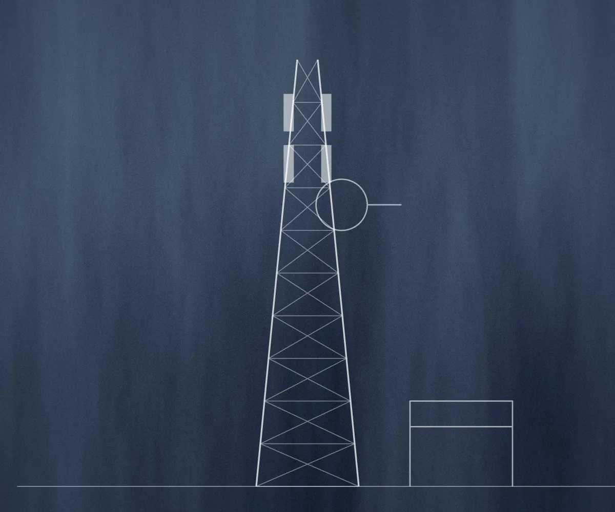 Illustration : dessin technique d’un pylône de télécommunication
